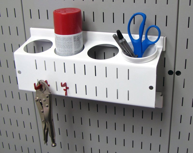 Wall Control Pegboard Spray Can Holder Bracket and Aerosol Can Organizer Pegboard and Slotted Tool Board - White - Image 4